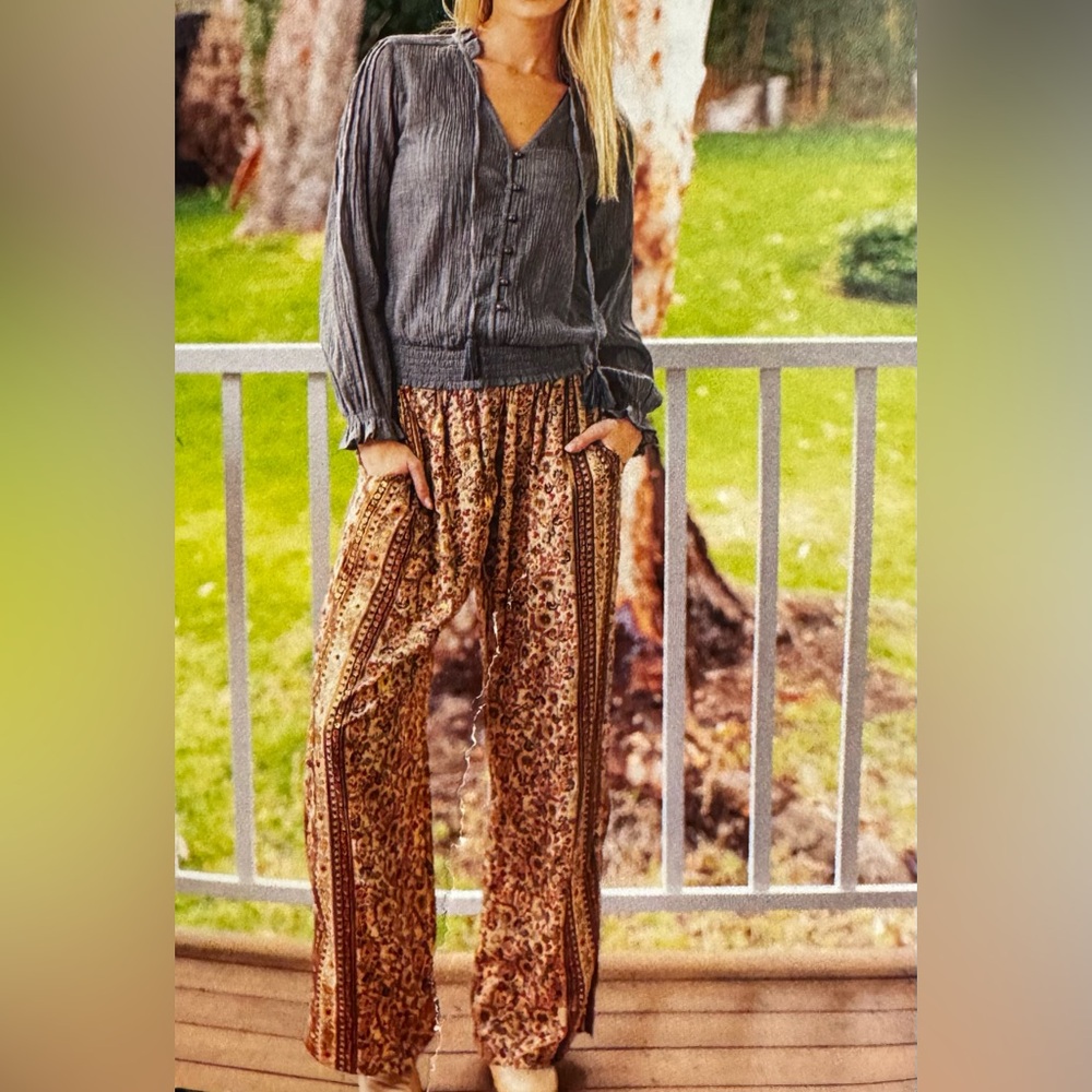 NWT Cienna Tarini Wide-Leg Floral Bohemian Pants size Small